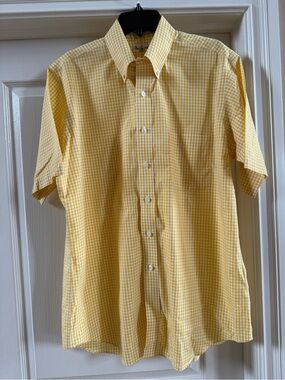 Paul Frederick Cotton Broadcloth Yellow Short Sleeve Shirt Men's Size 16